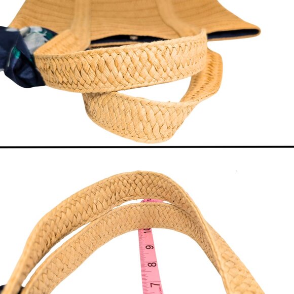 Draper James Woven Natural Raffia Jute Medium Lined Tote Bag w/Twilly Scarf - Picture 6 of 8